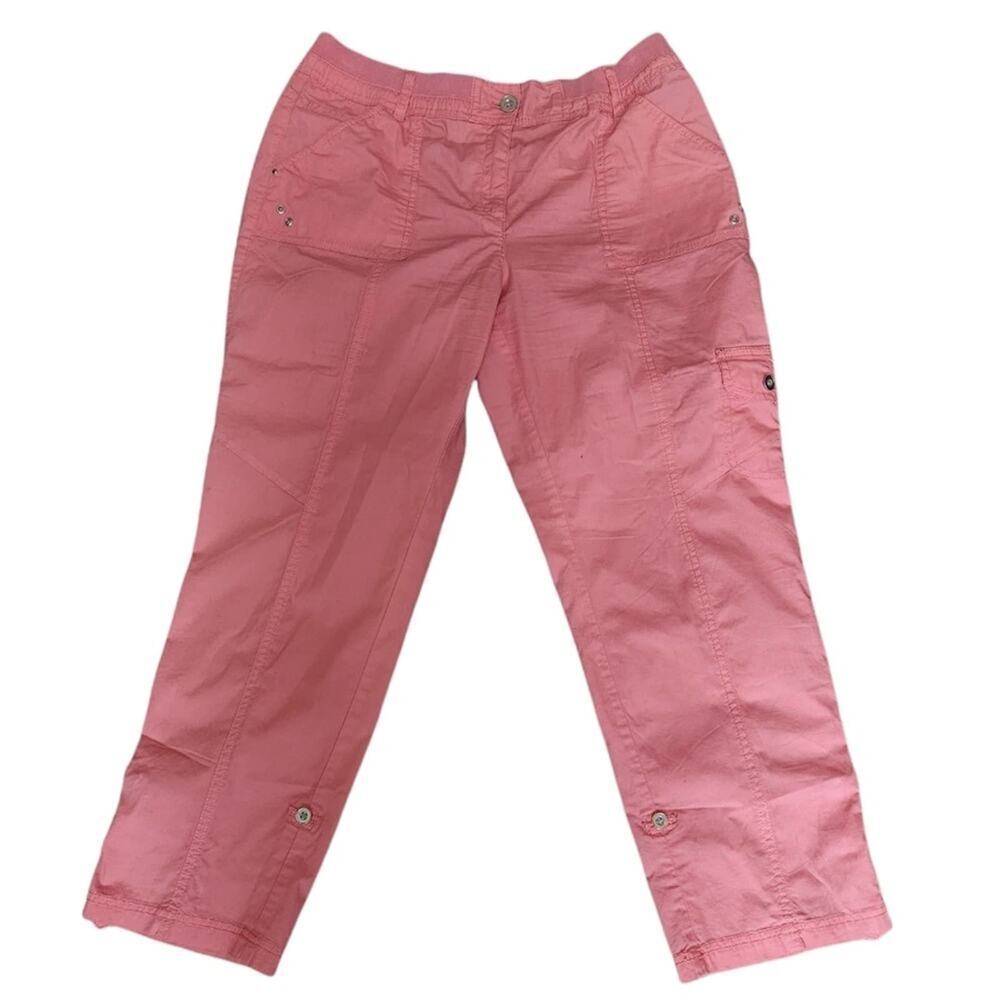 CHICOS LIGHT WEIGHT PEACH CHINOS WITH POCKETS SIZE 1(SMALL)